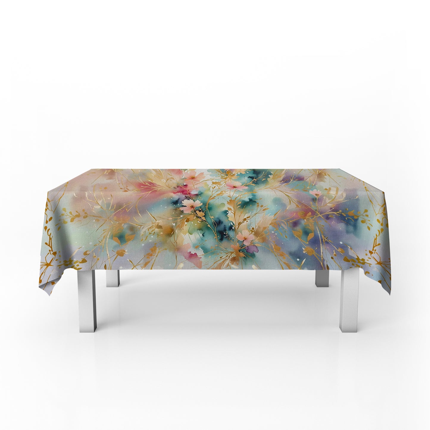 Gold Leaves Rectangle Tablecloth