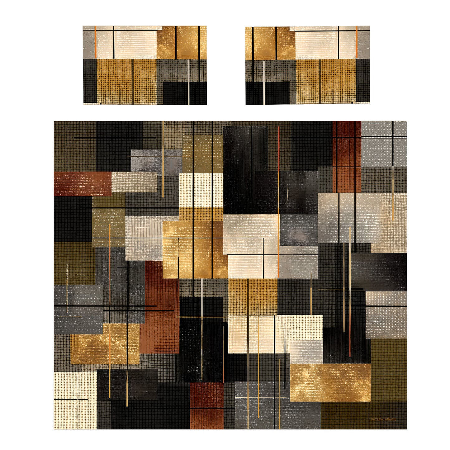 Gold Rust Charcoal Duvet Cover Set by Wikus Schalkwyk