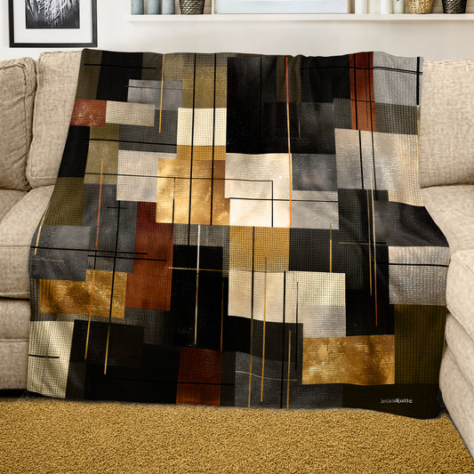 Gold Rust Charcoal Light Weight Fleece Blanket by Wikus Schalkwyk