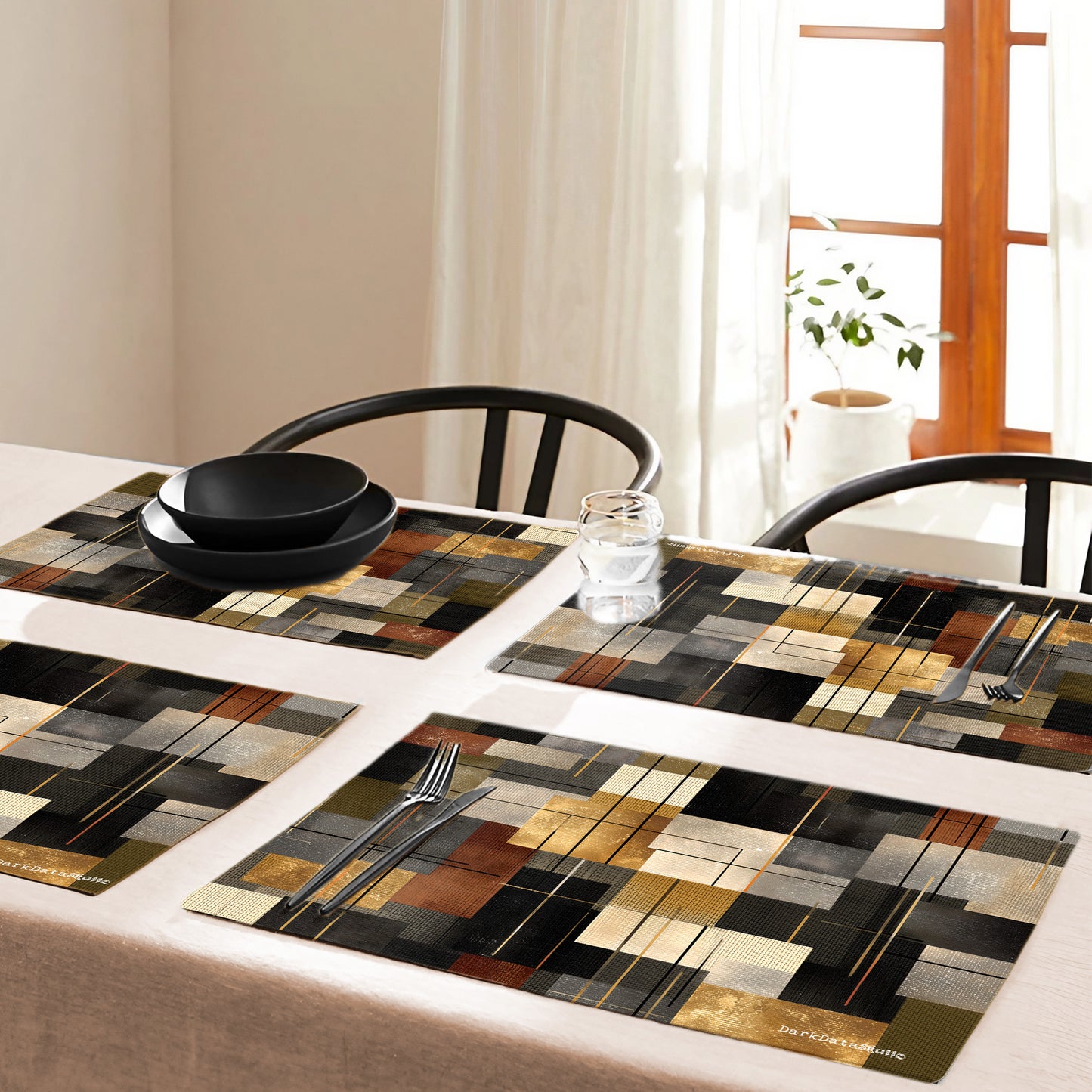 Gold Rust Charcoal Placemats by Wikus Schalkwyk