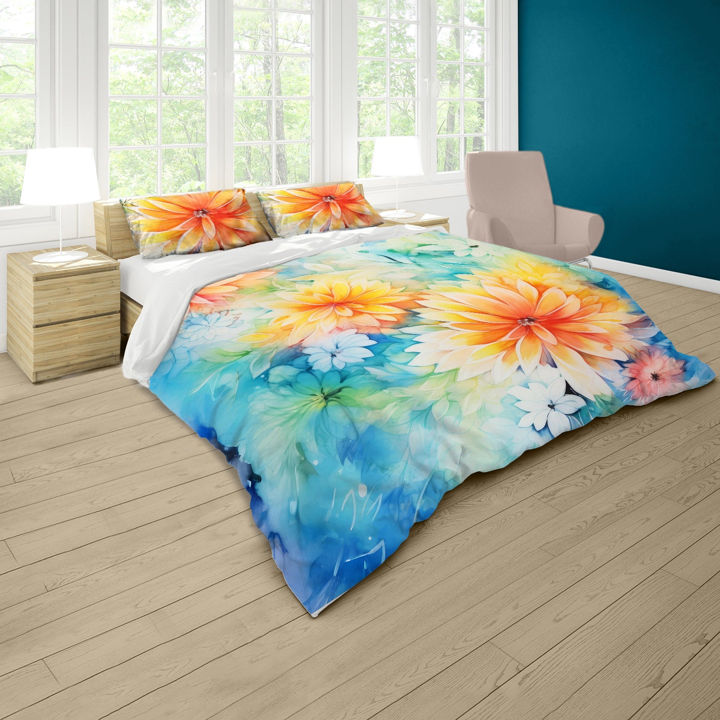 Gold & Aqua Delight Duvet Cover Set