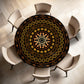 Gold & Orange Pattern Round Tablecloth