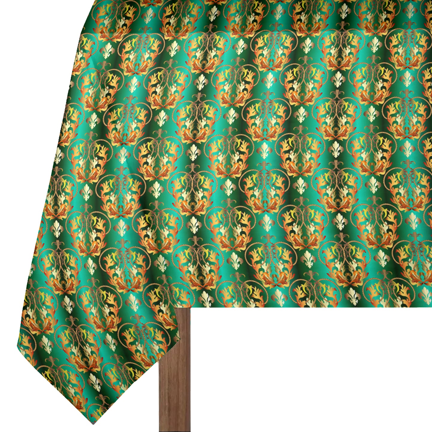 Gold and Green Rope Flower 3m Rectangle Tablecloth