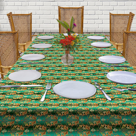 Gold and Green Rope Flower 3m Rectangle Tablecloth