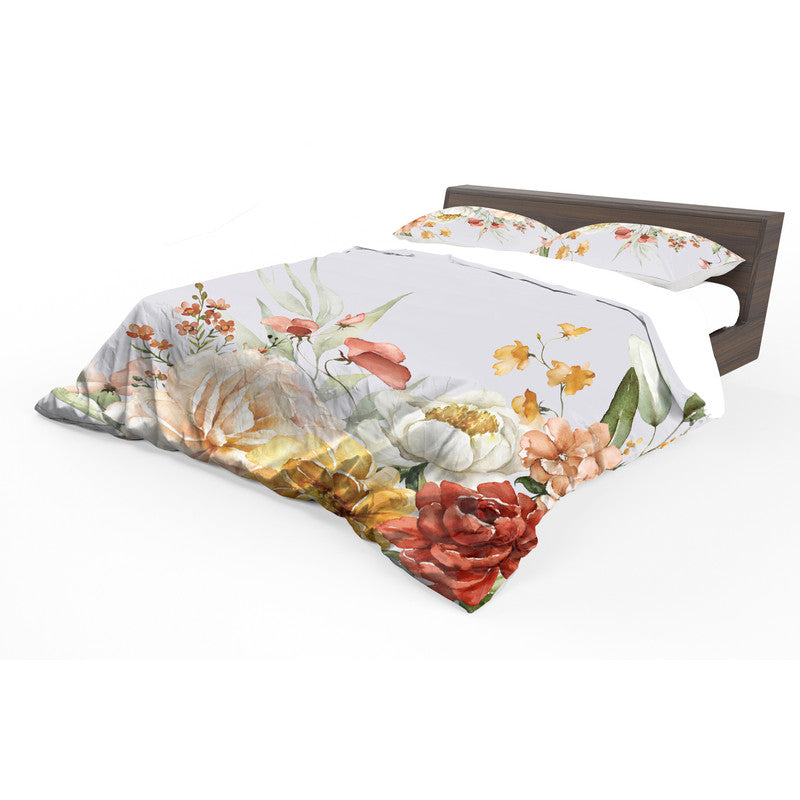 Golden Maroon Tone Flowers Duvet Cover Set by Mark van Vuuren