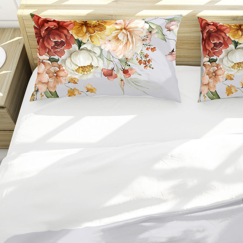 Golden Maroon Tone Flowers Duvet Cover Set by Mark van Vuuren