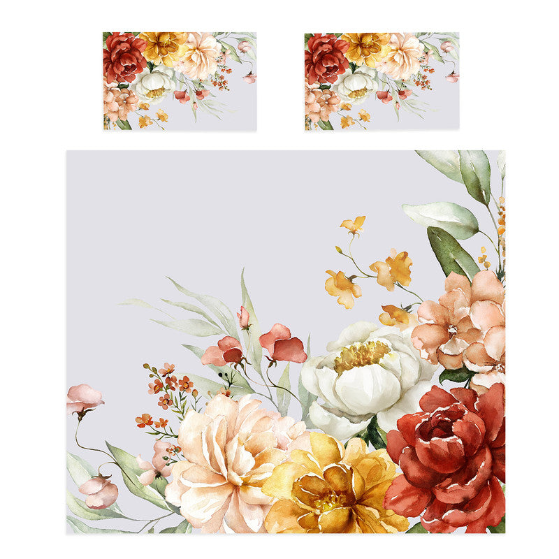 Golden Maroon Tone Flowers Duvet Cover Set by Mark van Vuuren