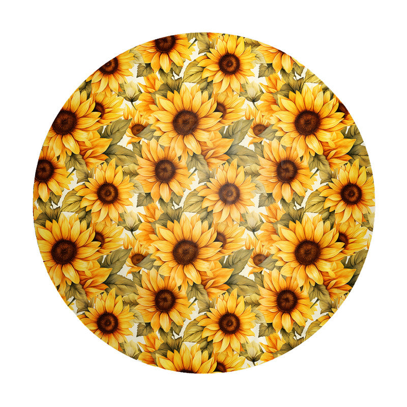 Golden Sunflowers Round Tablecloth