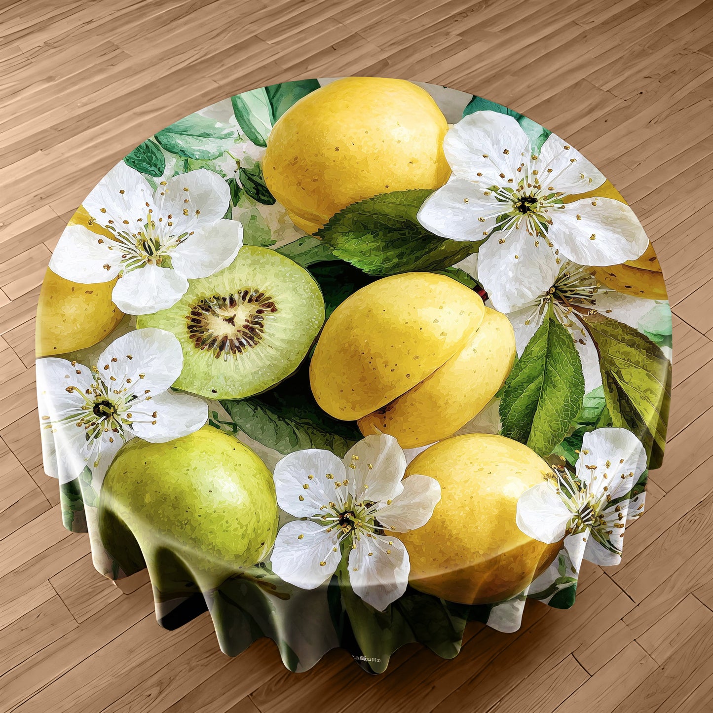 Golden Bloom Harvest Round Tablecloth by Wikus Schalkwyk