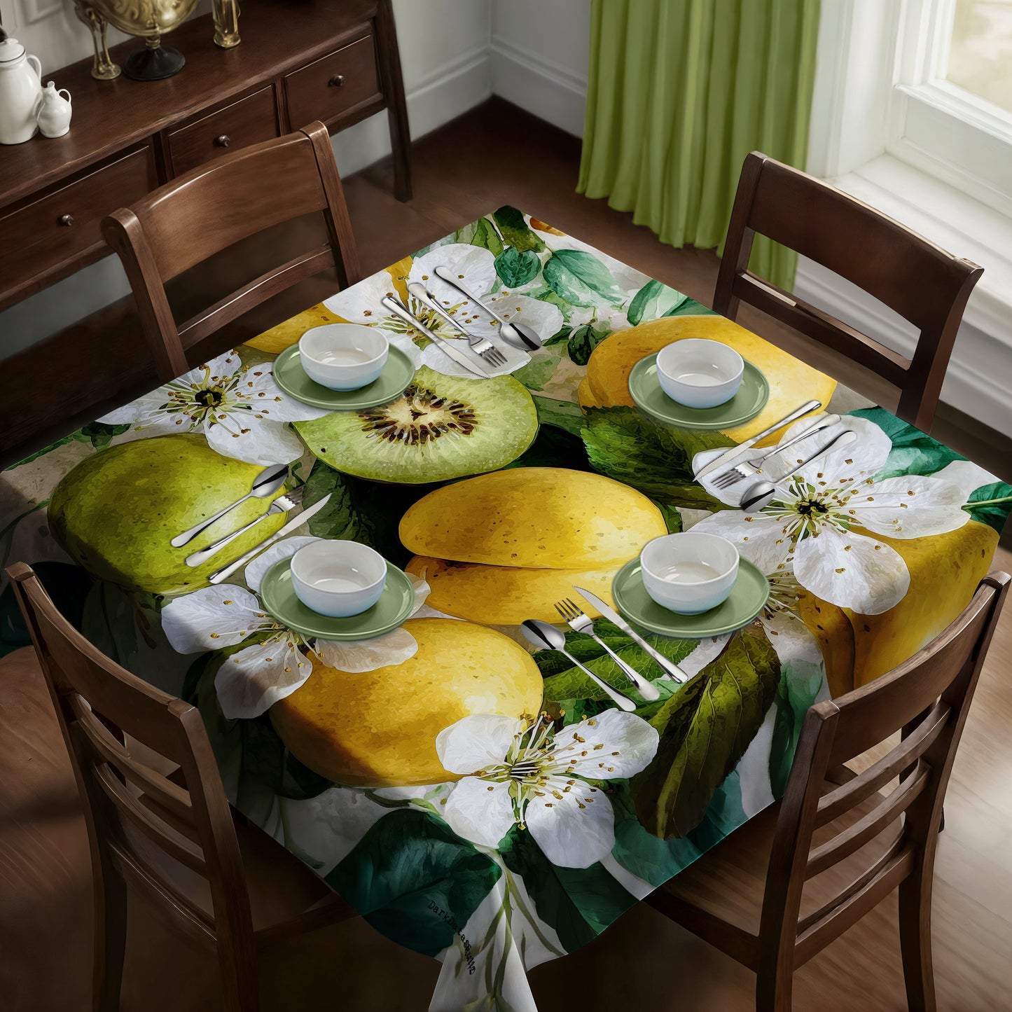 Golden Bloom Harvest Square Tablecloth by Wikus Schalkwyk