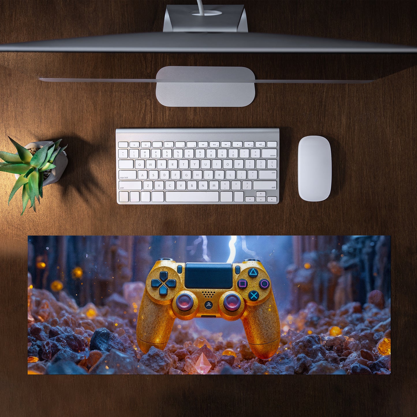 Golden Controller Desk Pad