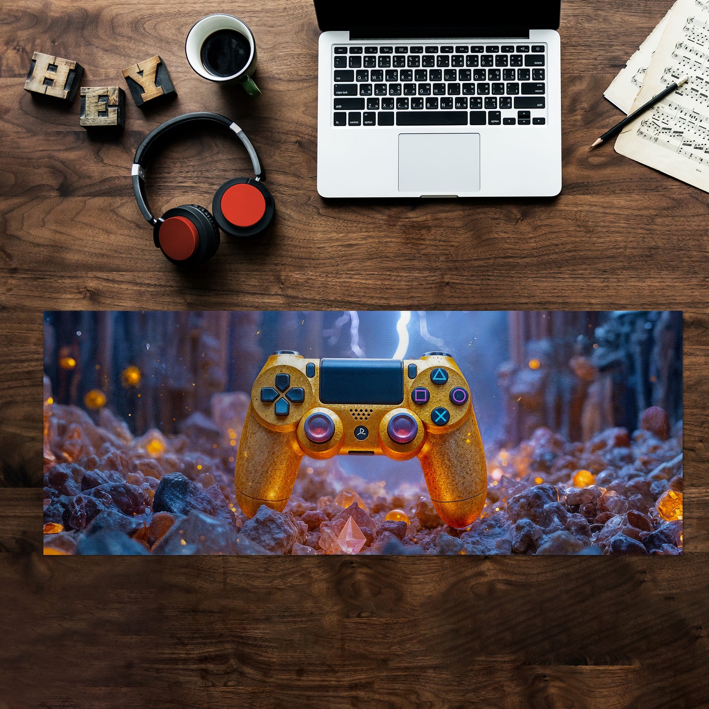 Golden Controller Desk Pad