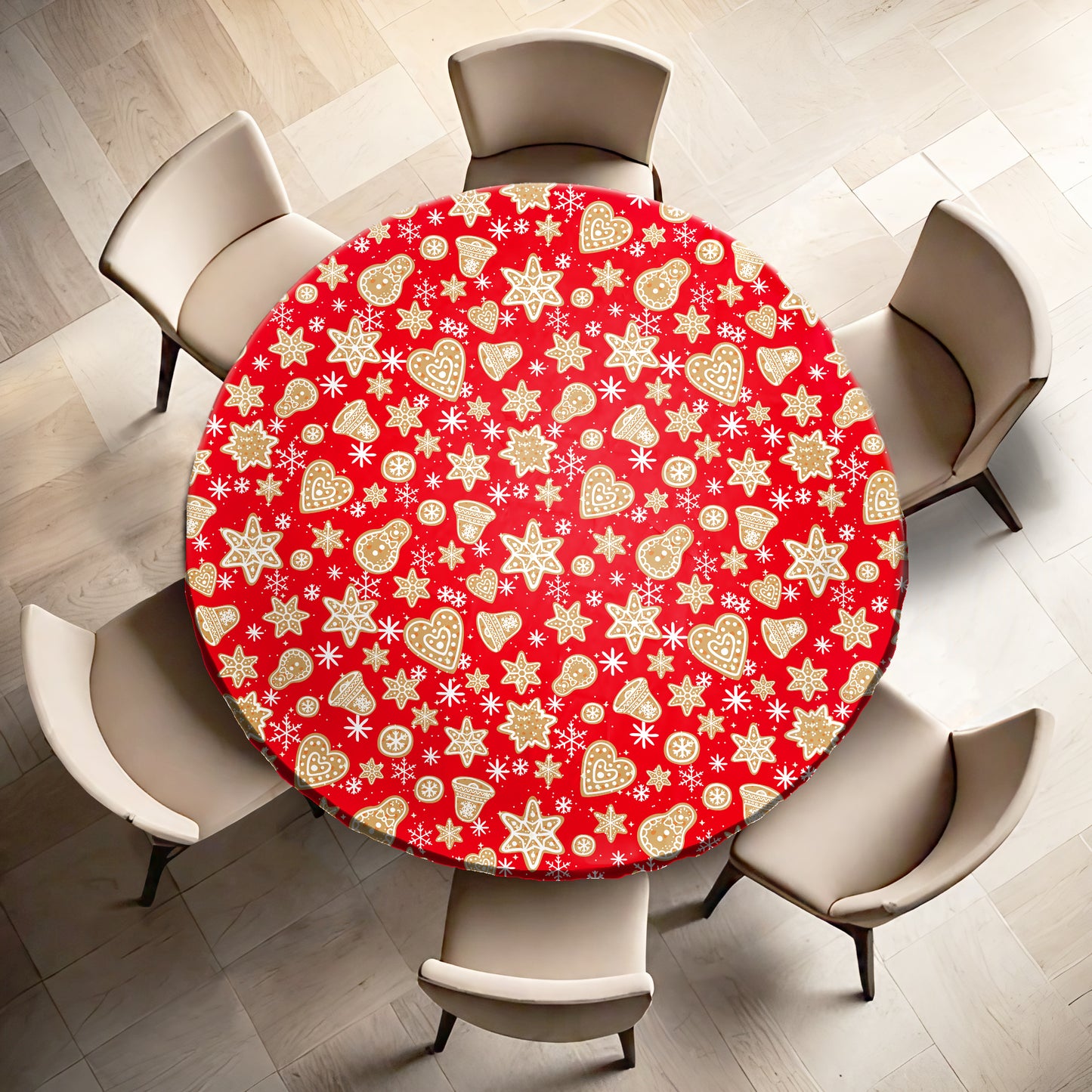 Golden Doodle Christmas Round Tablecloth