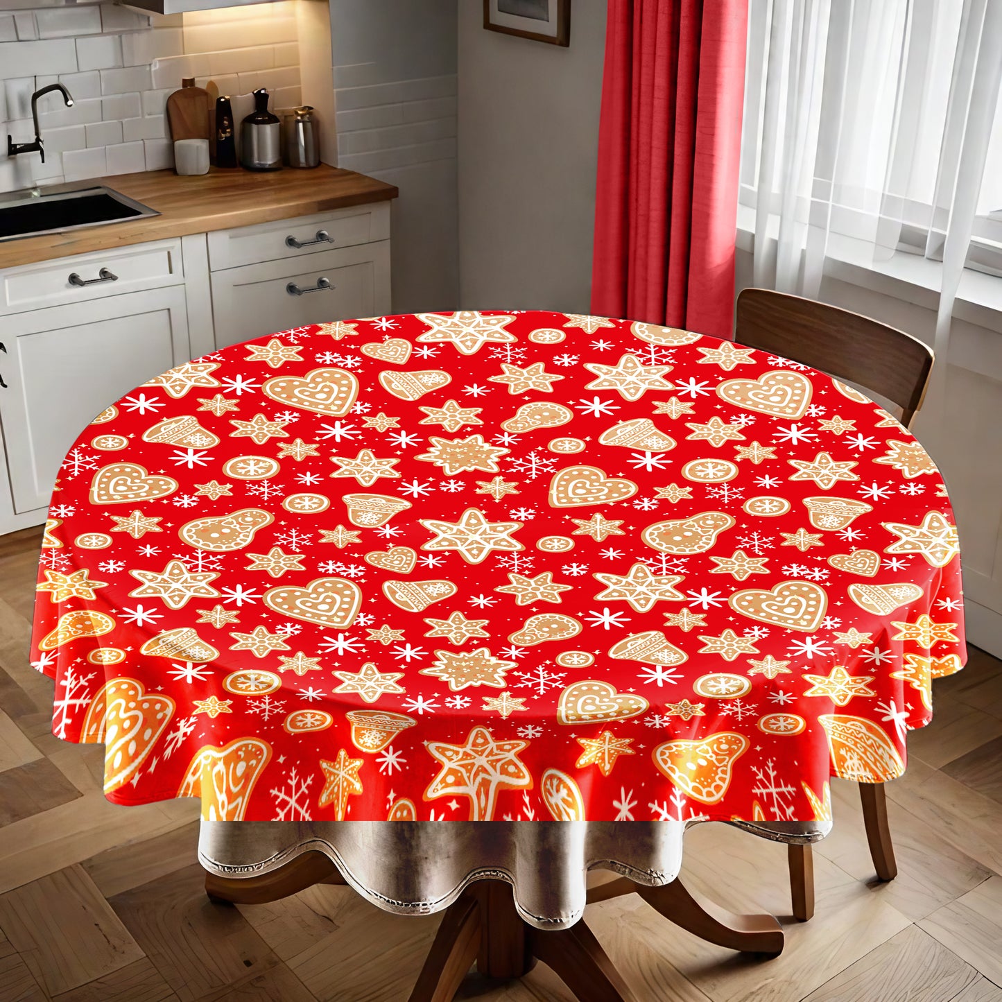 Golden Doodle Christmas Round Tablecloth