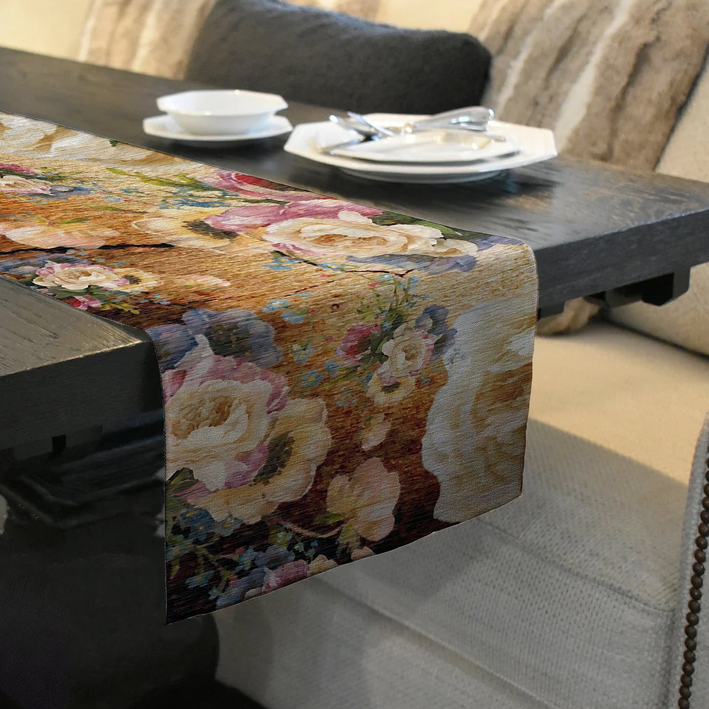 Golden Floral Pattern Table Runner By Mark van Vuuren