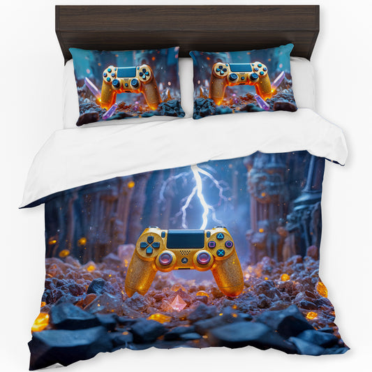 Golden Game Controller Duvet Cover Set