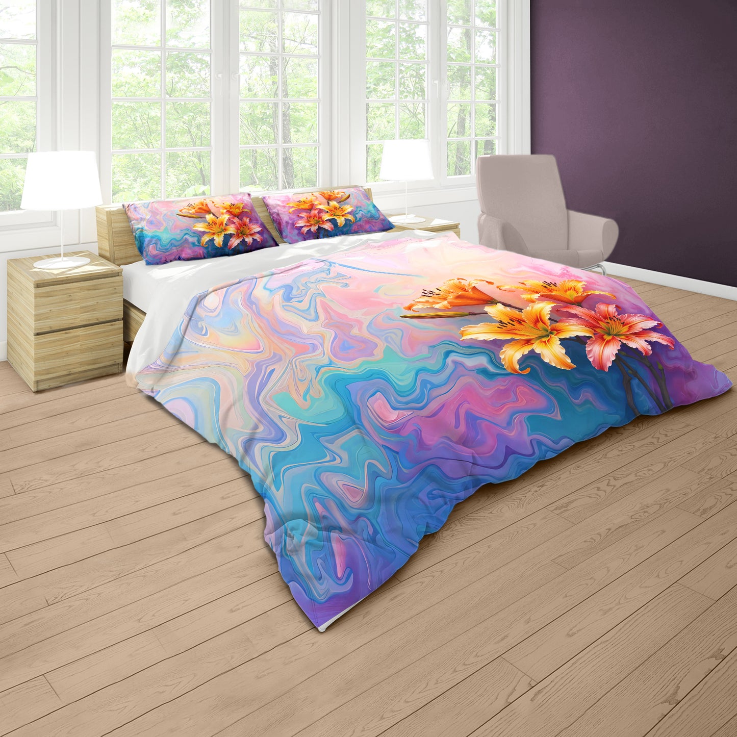 Golden Lily Whispers Duvet Cover Set