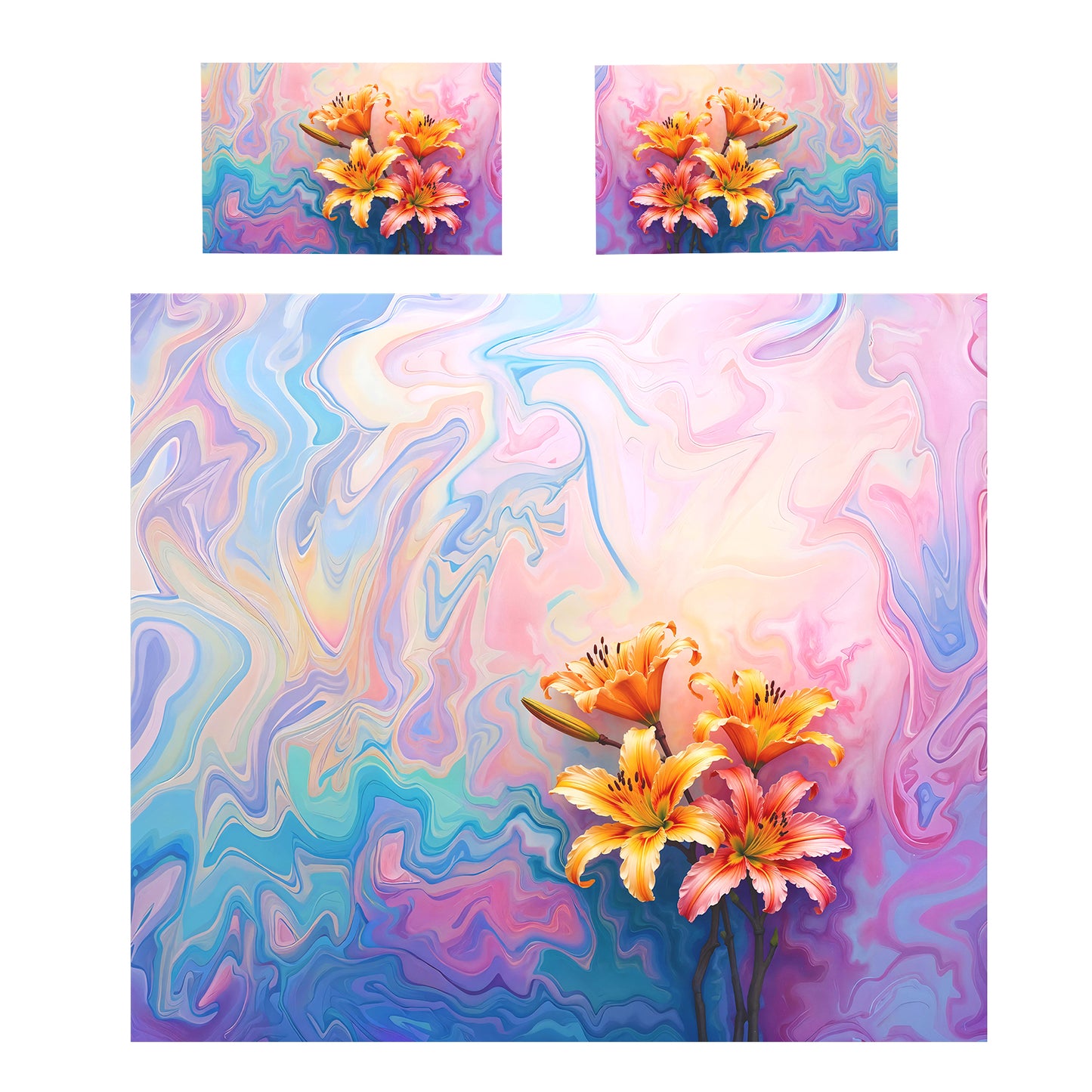 Golden Lily Whispers Duvet Cover Set