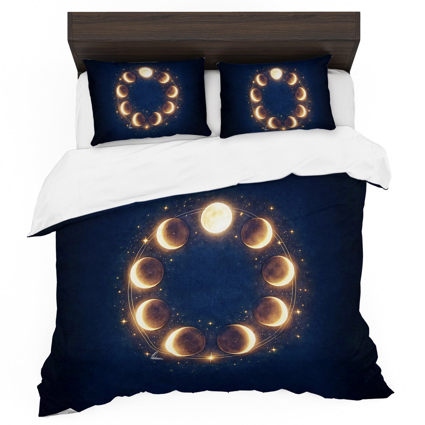 Golden Moon Phases Duvet Cover Set by Nathan Pieterse