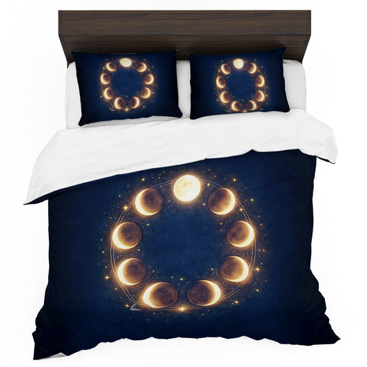 Golden Moon Phases Duvet Cover Set by Nathan Pieterse