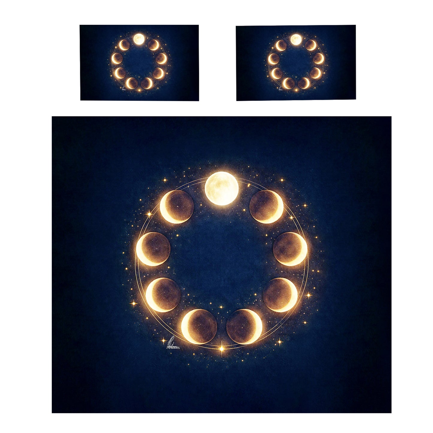 Golden Moon Phases Duvet Cover Set by Nathan Pieterse
