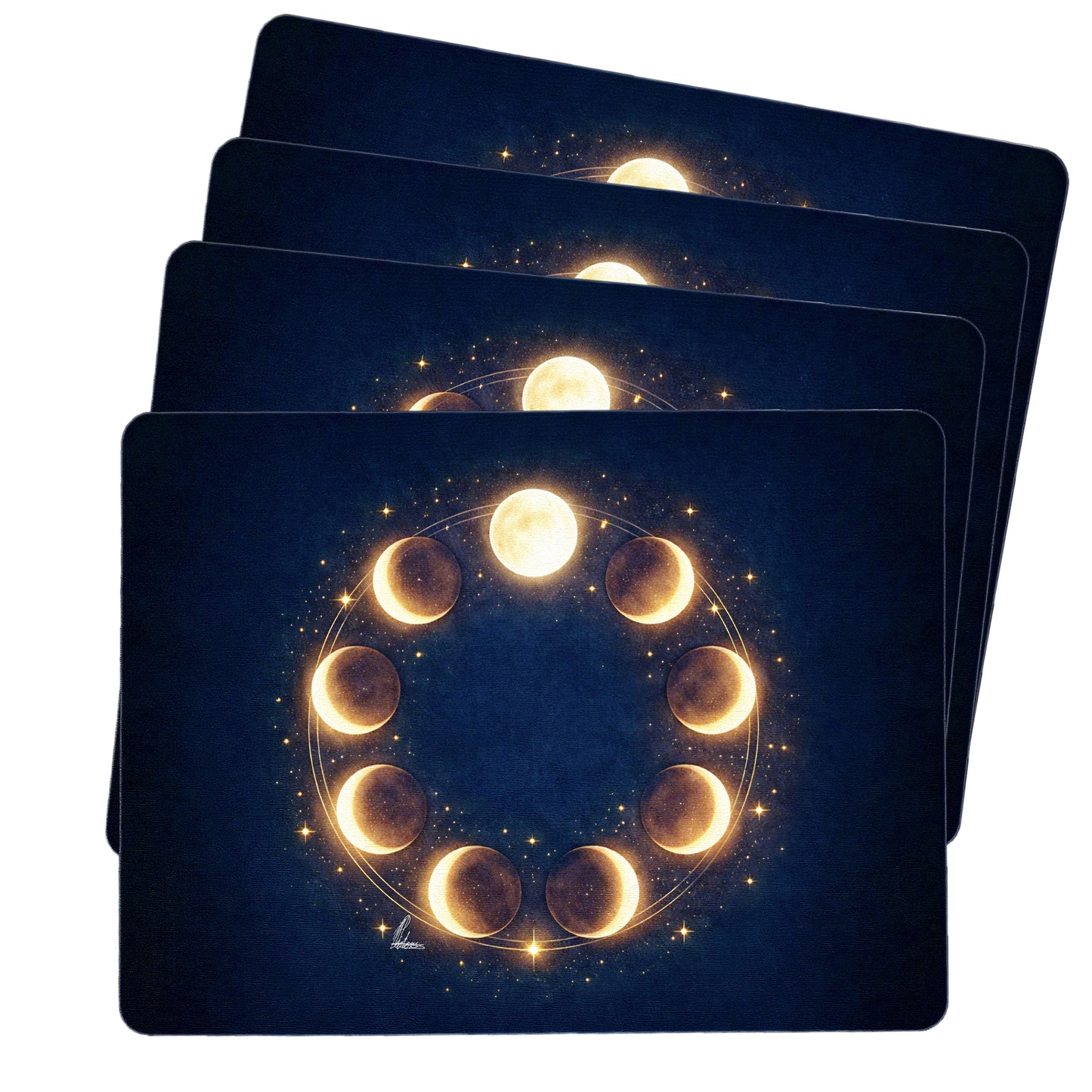 Golden Moon Phases Placemats by Nathan Pieterse