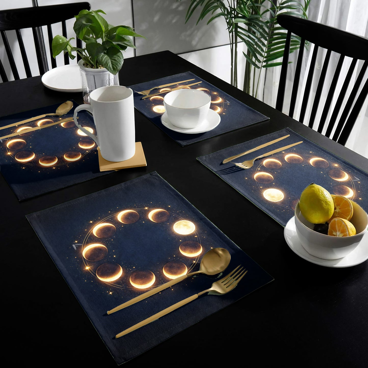 Golden Moon Phases Placemats by Nathan Pieterse