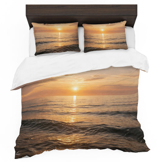 Golden Ocean Sunset Duvet Cover Set by Nathan Pieterse