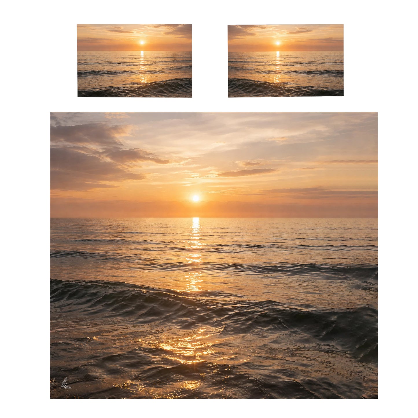 Golden Ocean Sunset Duvet Cover Set by Nathan Pieterse