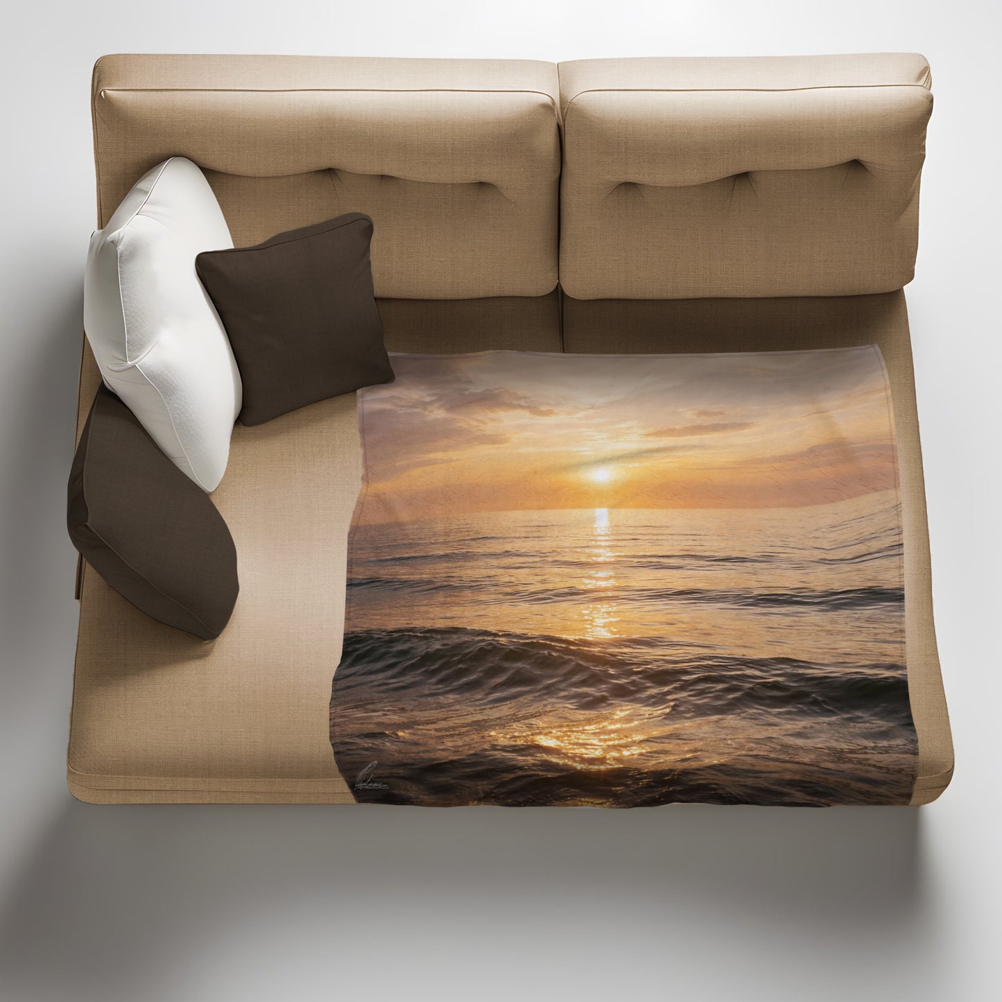 Golden Ocean Sunset Light Weight Fleece Blanket by Nathan Pieterse