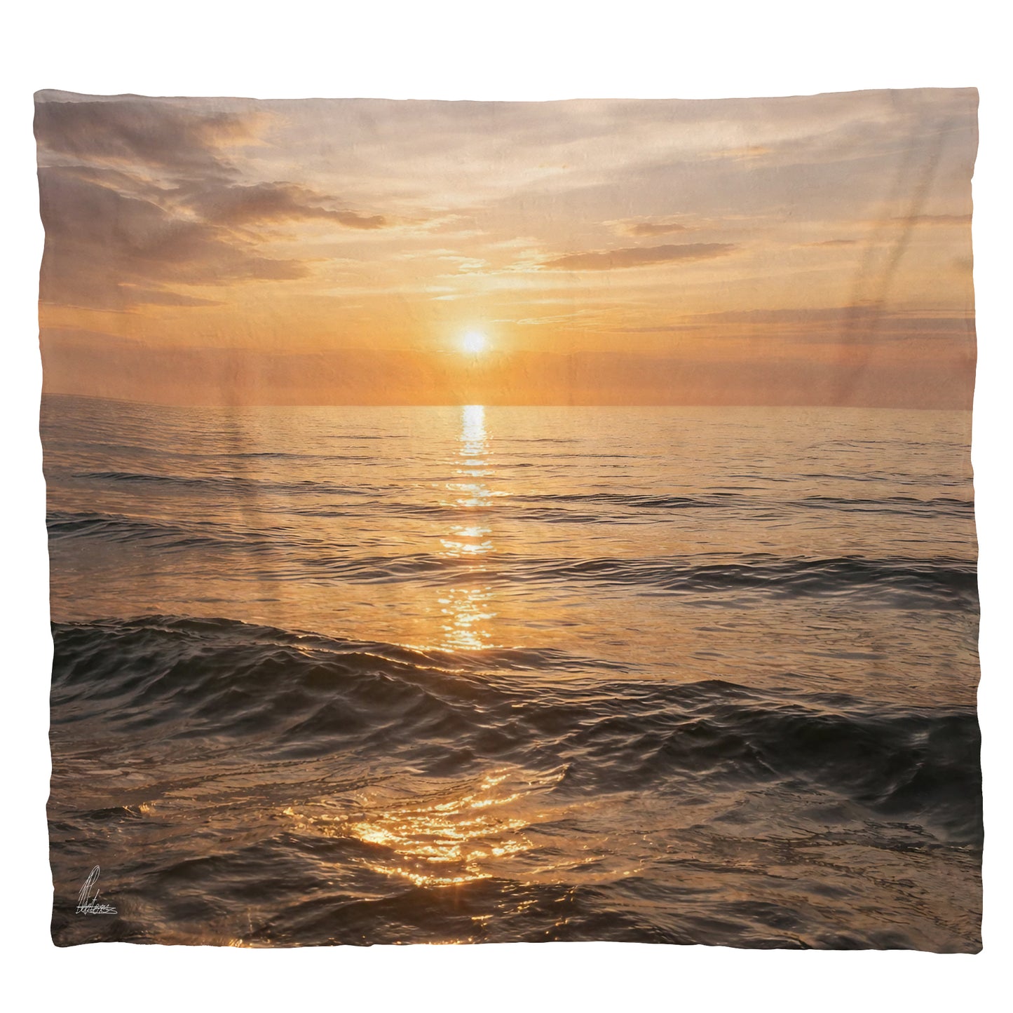 Golden Ocean Sunset Light Weight Fleece Blanket by Nathan Pieterse