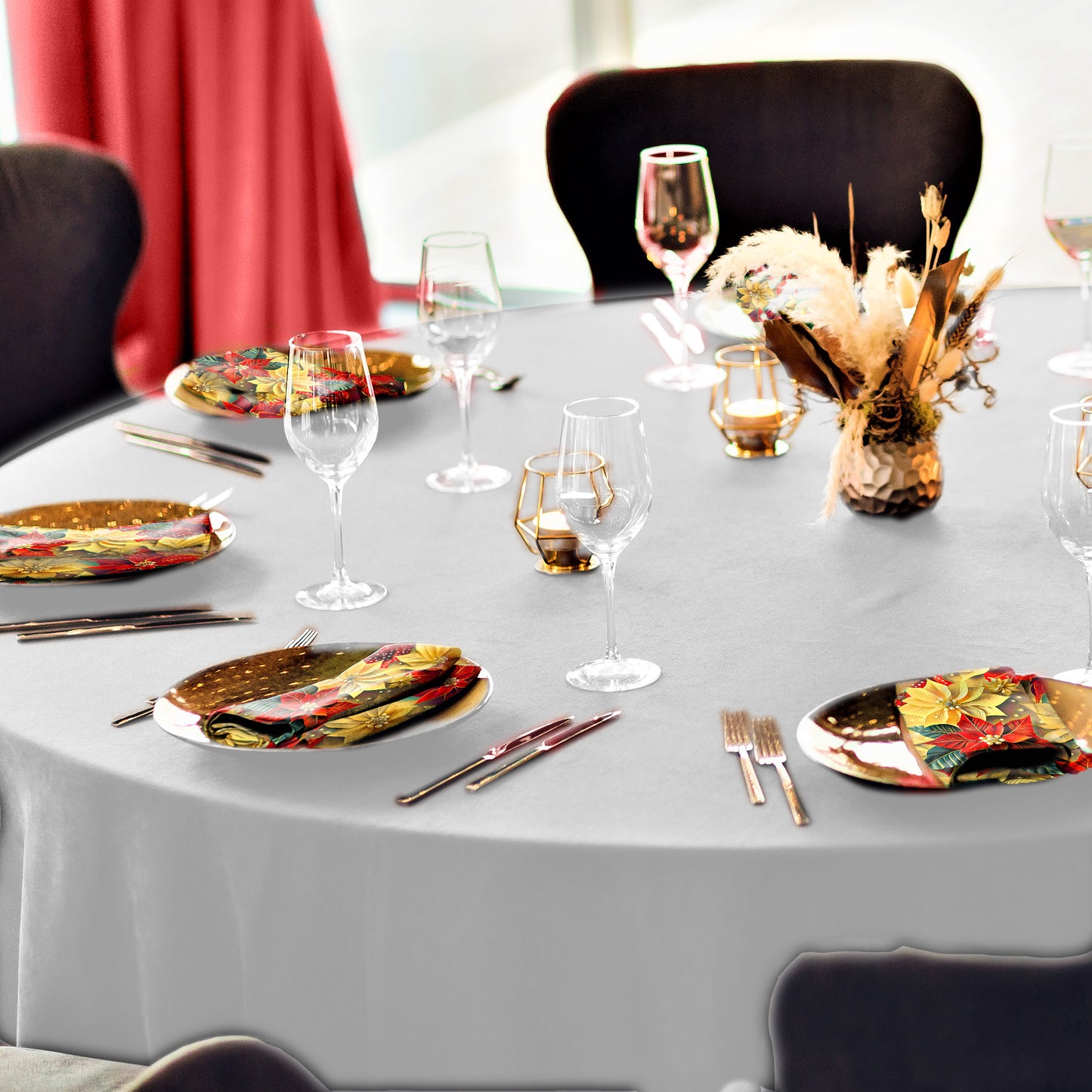 Golden Poinsettia Napkins