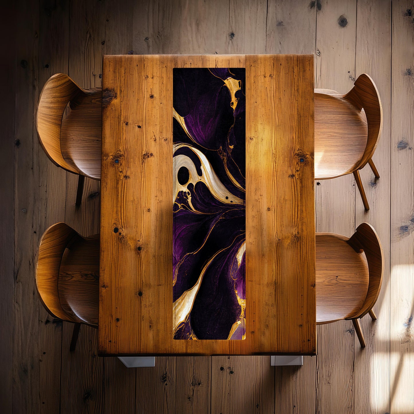 Golden Purple Spill 160cm Table Runner