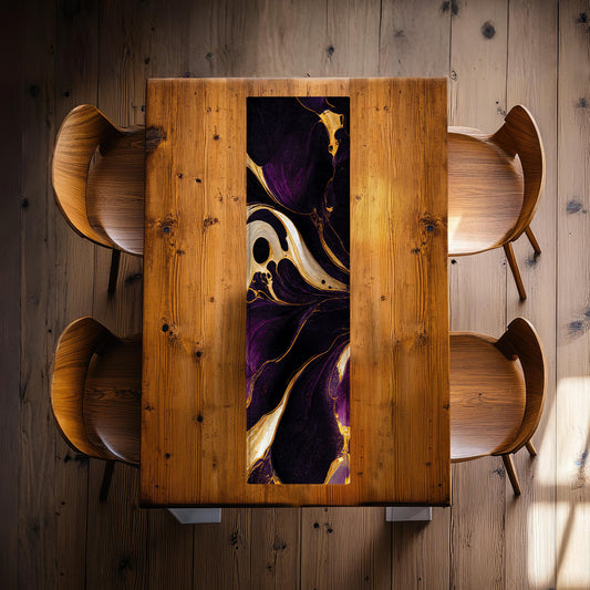 Golden Purple Spill 160cm Table Runner