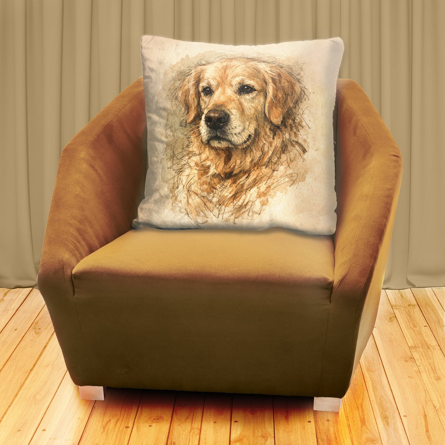 Golden Retriever Watercolor Portrait Luxury Scatter by Nathan Pieterse