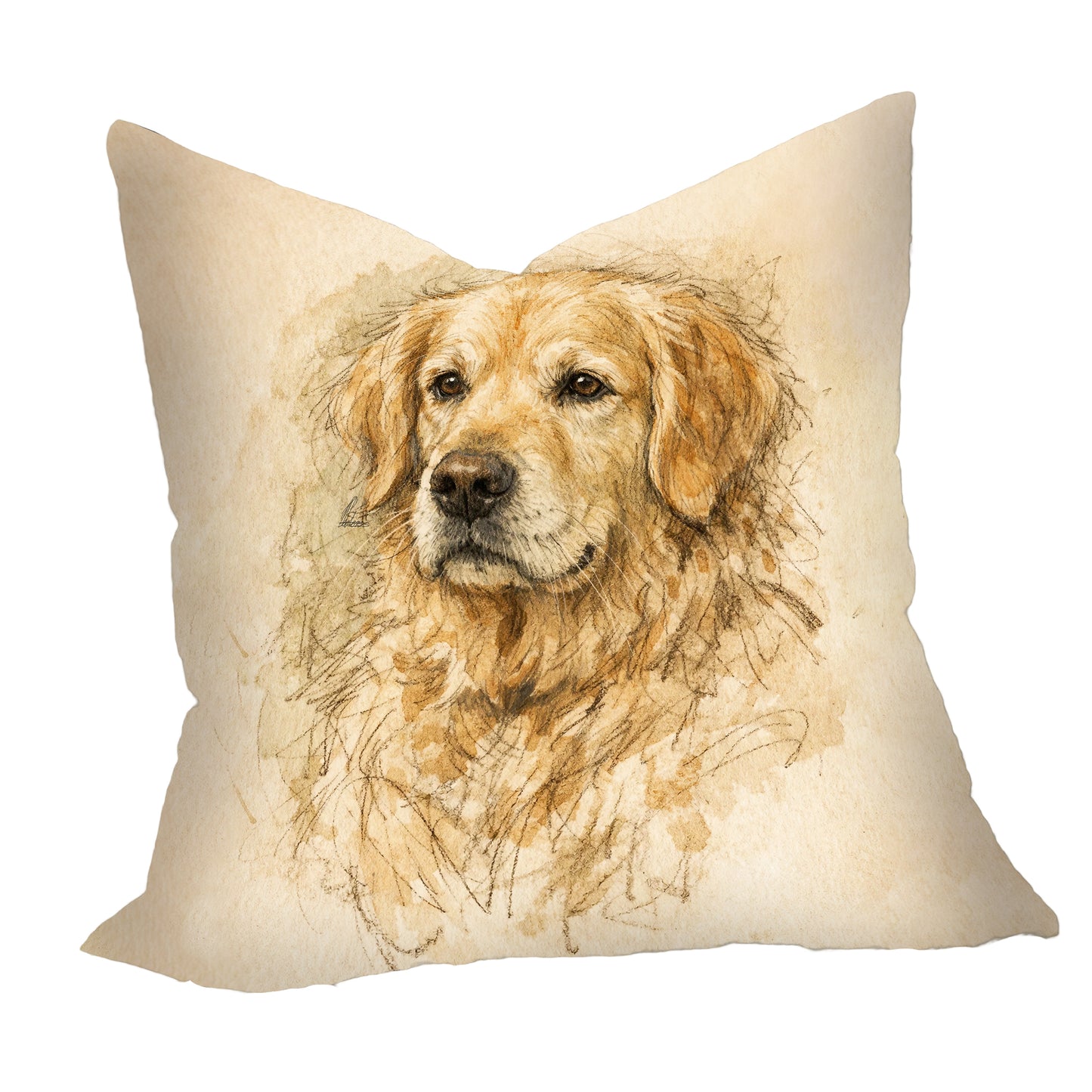 Golden Retriever Watercolor Portrait Luxury Scatter by Nathan Pieterse