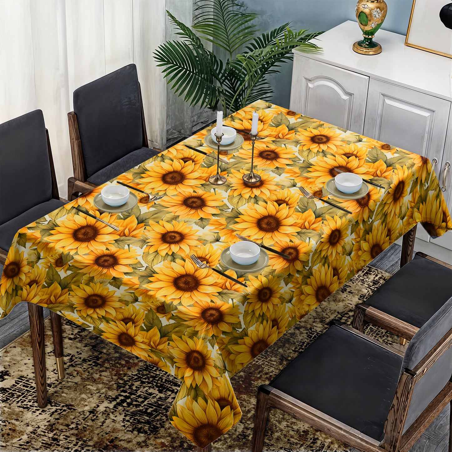 Golden Sunflowers Rectangle Tablecloth