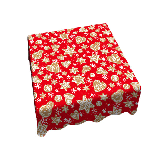 Gold on Red Christmas Square Tablecloth