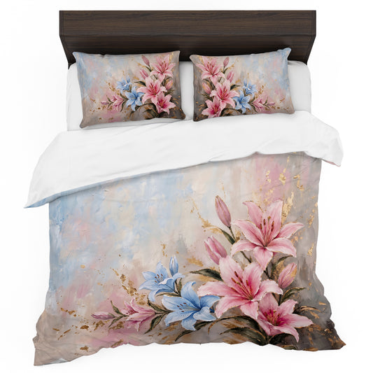 Graceful Pastel Lilies Duvet Cover Set