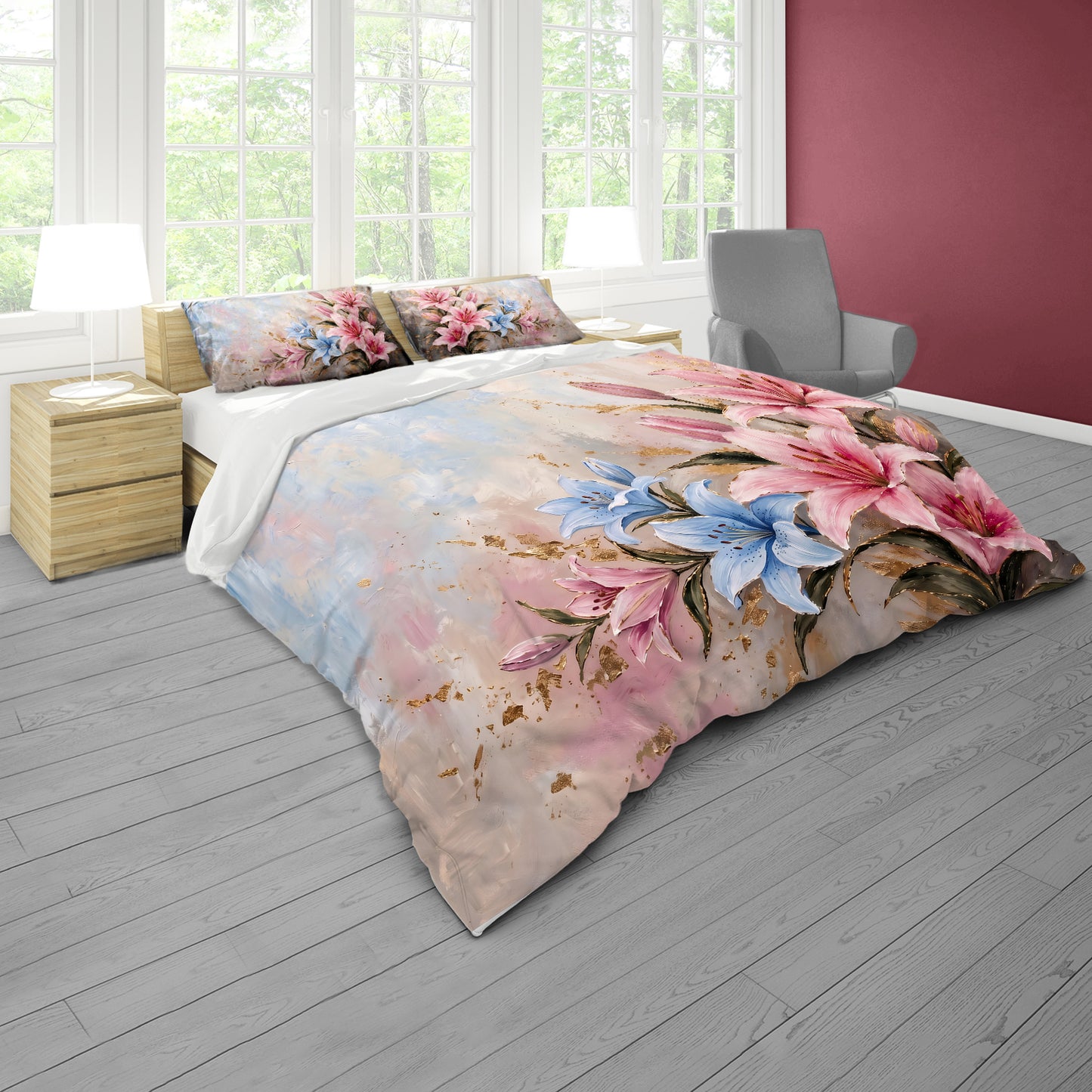 Graceful Pastel Lilies Duvet Cover Set