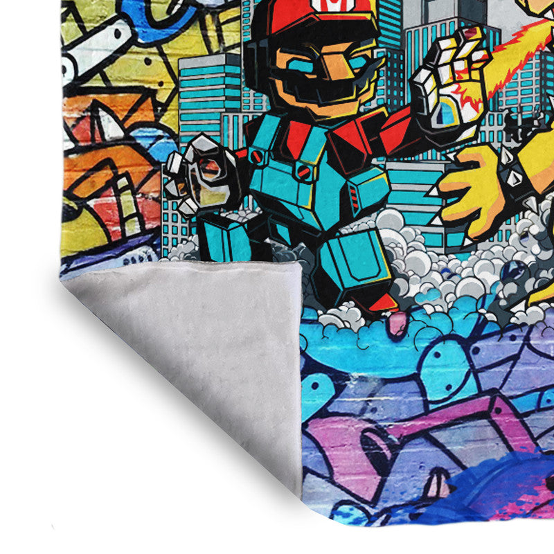 Graffiti Mario Light Weight Fleece Blanket
