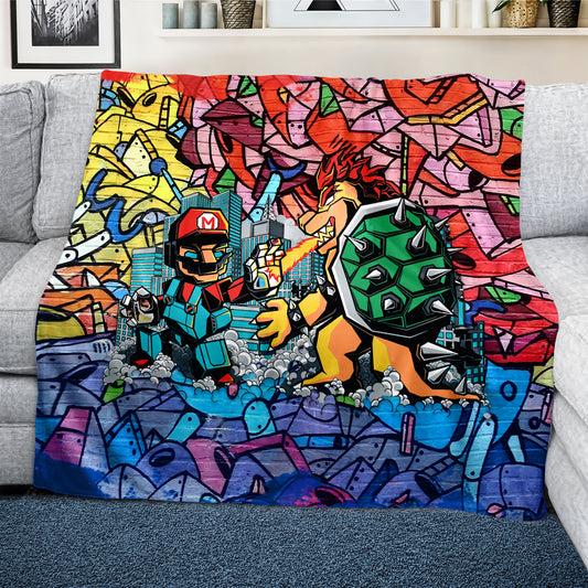 Graffiti Mario Light Weight Fleece Blanket