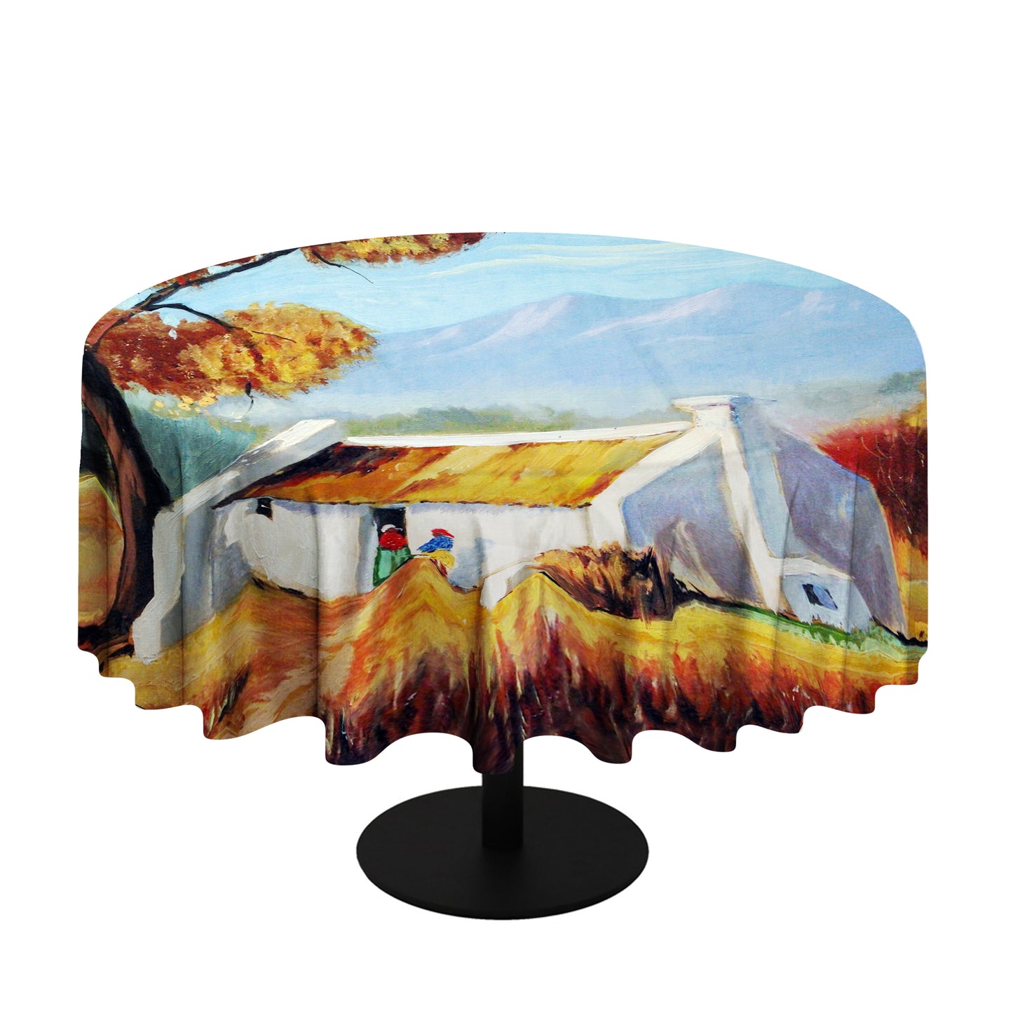 Grass Roof House Round Tablecloth By Marthie Potgieter