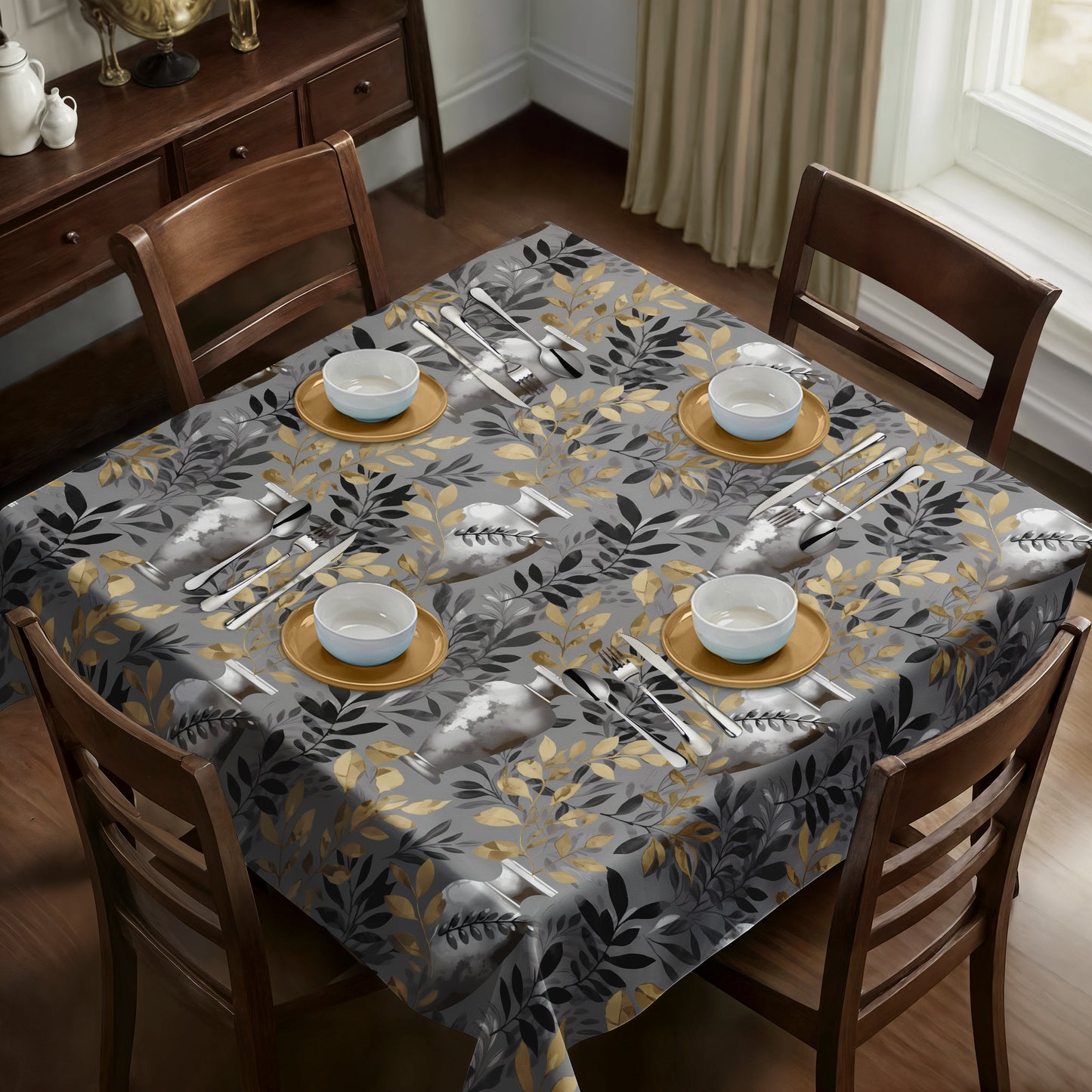 Grecian Grey Square Tablecloth