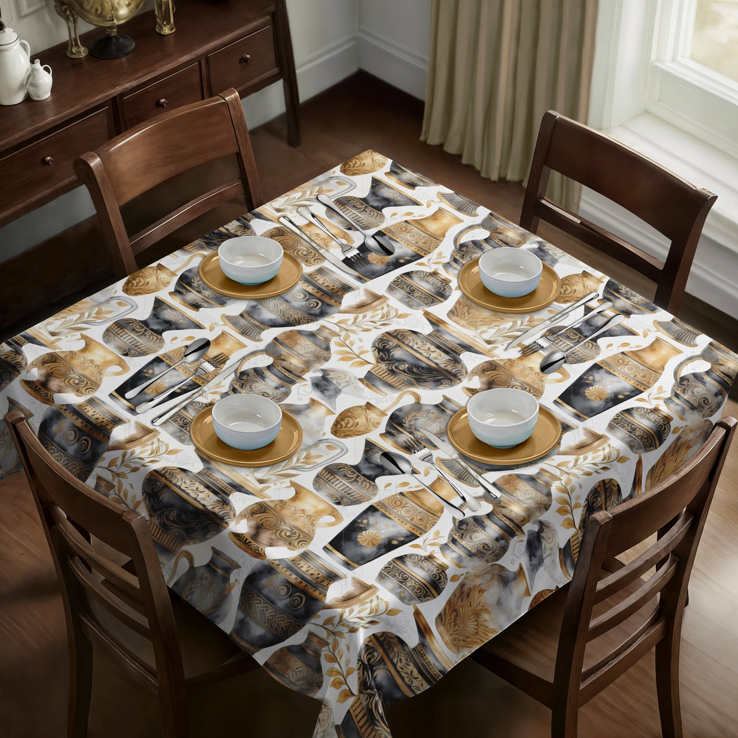Grecian Urns Square Tablecloth