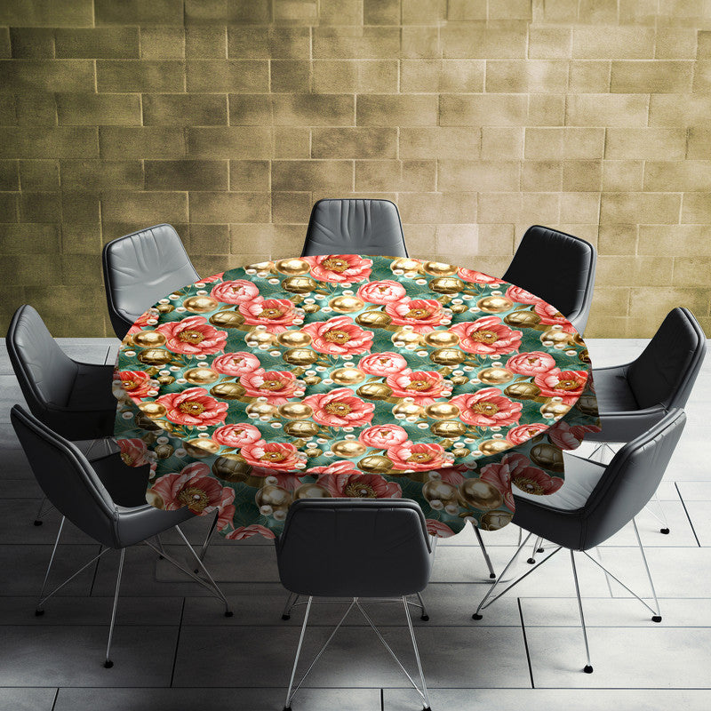 Green And Gold Round Tablecloth