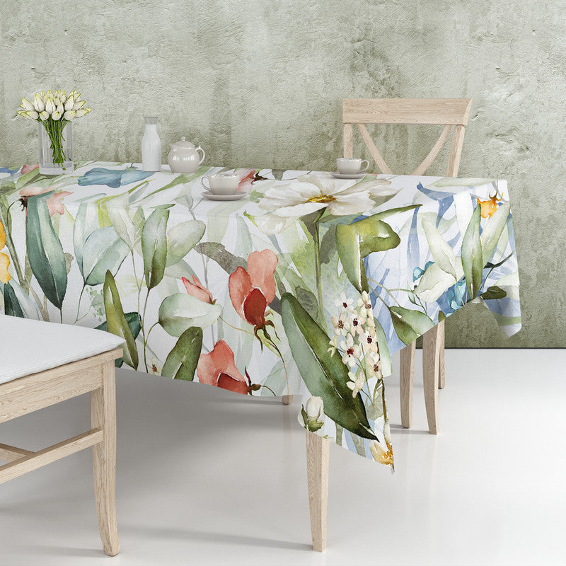 Green Blue Flower Vines Rectangle Tablecloth by Mark van Vuuren