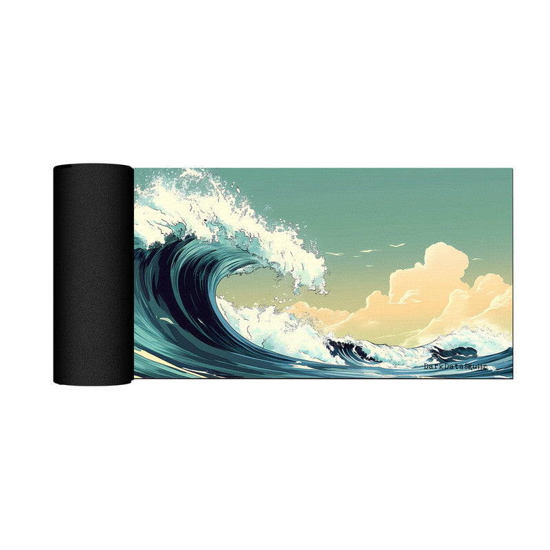 Green Ocean Wave Surf Large Desk Pad by Wikus Schalkwyk
