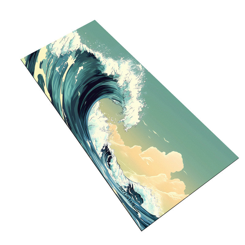 Green Ocean Wave Surf Large Desk Pad by Wikus Schalkwyk