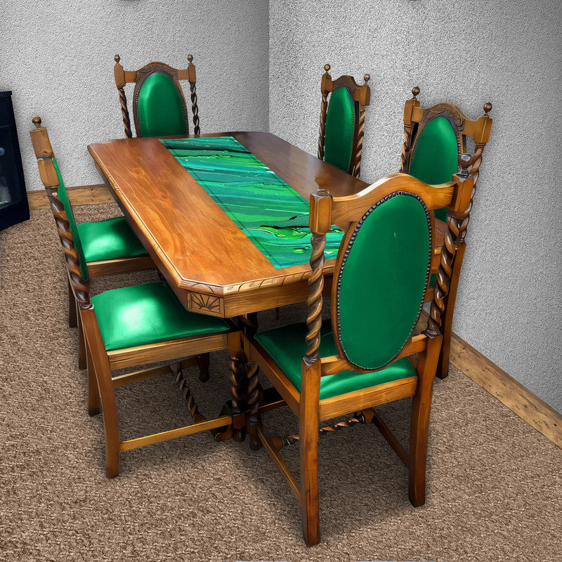 Green Paint Splash 160cm Table Runner
